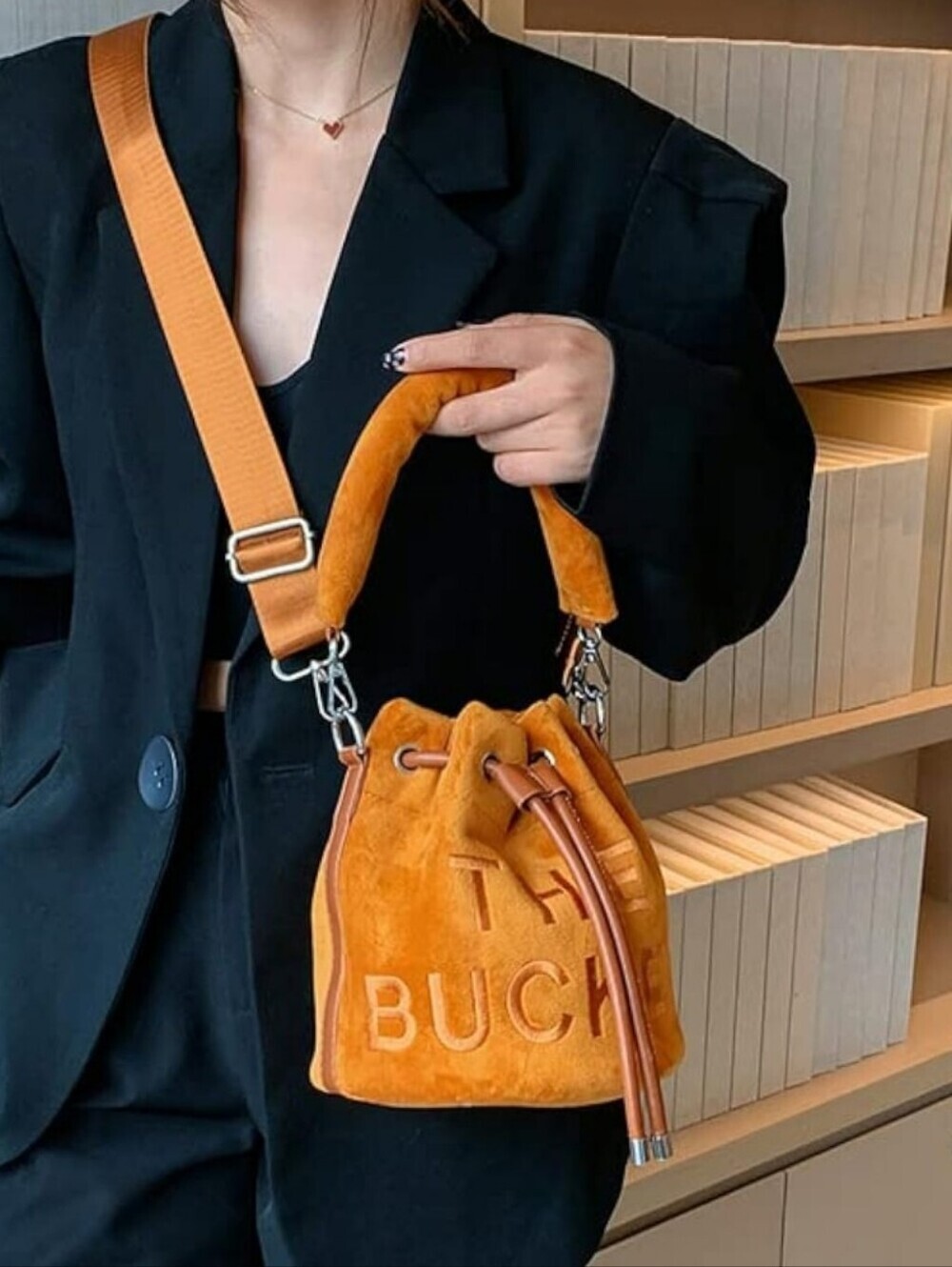 Mini Bucket Purses Drawstring Crossbody bags Soft Plush No Brand